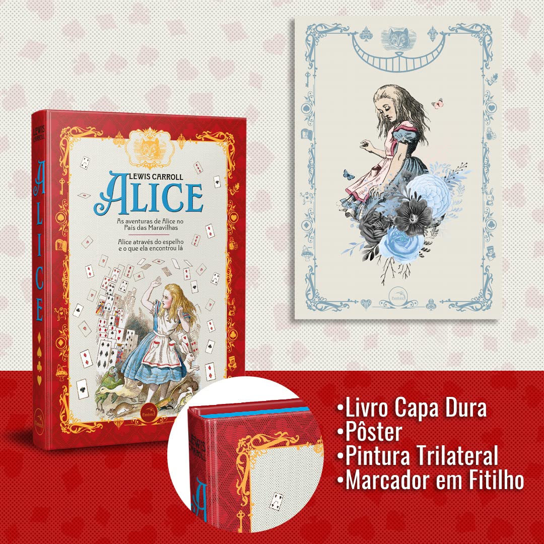 Alice no País das Maravilhas + pôster: Deluxe + Lewis Carrol - Capa dura