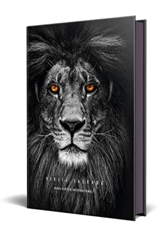 Bíblia Sagrada Nvi Média Capa Dura Leão Preto e Branco