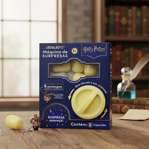 Máquina De Surpresas Harry Potter com 6 Personagens Caixa Leo&Leo